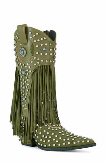 AZALEA WANG Greyson Fringe & Stud Cowboy Boot