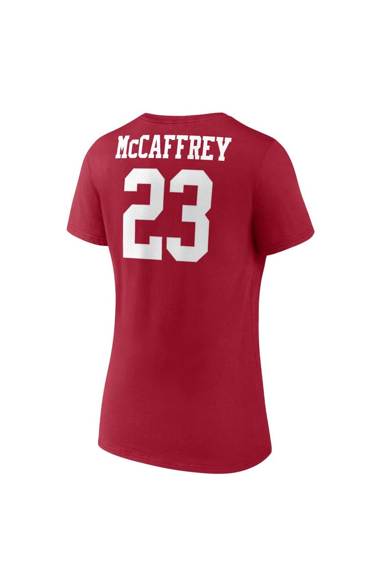 FANATICS Women's Fanatics Branded Christian McCaffrey  Scarlet San Francisco 49ers Player Icon Name & Number V-Neck T-Shirt, Alternate, color, Scarlet