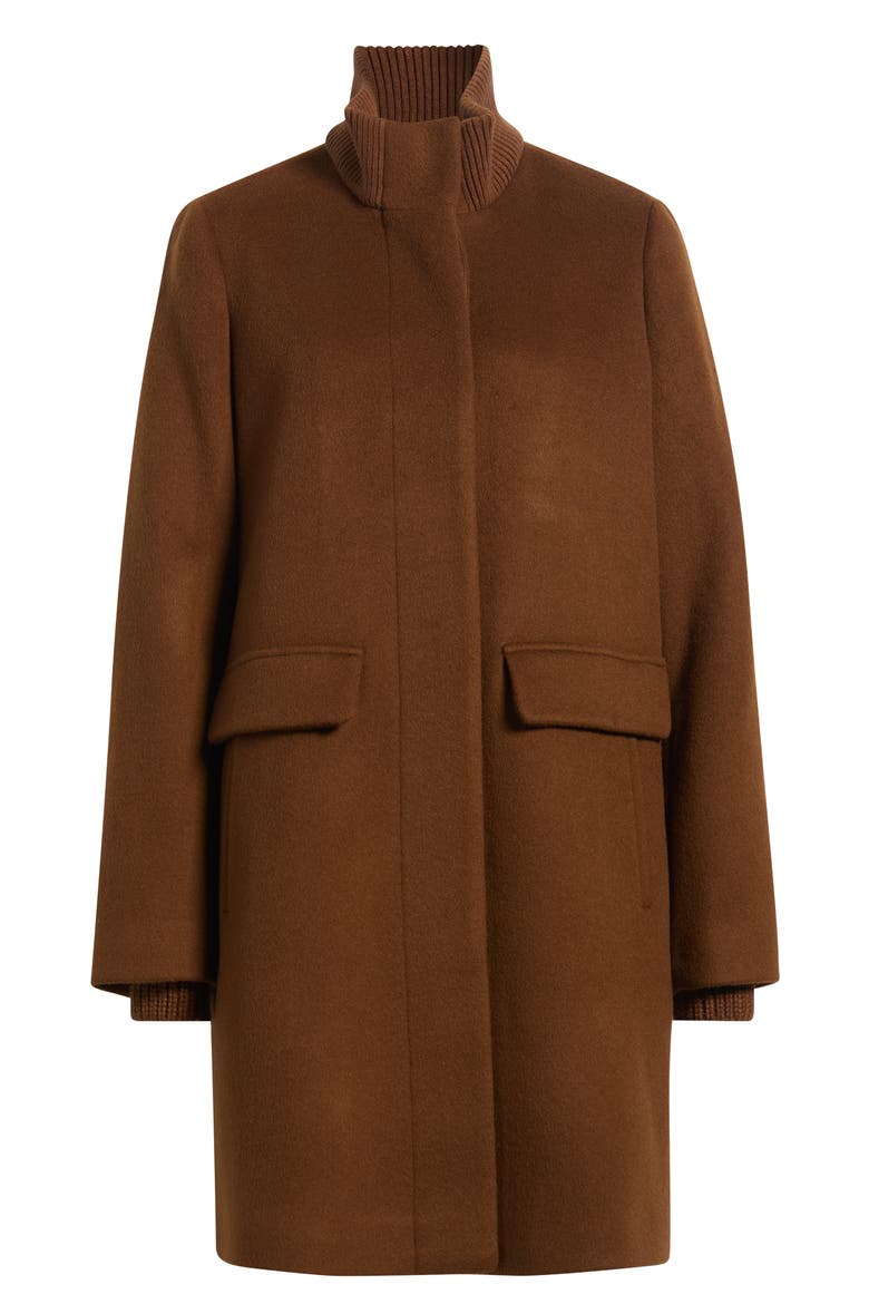 Stand Collar Wool & Cashmere Blend Coat, Alternate, color, VICUNA