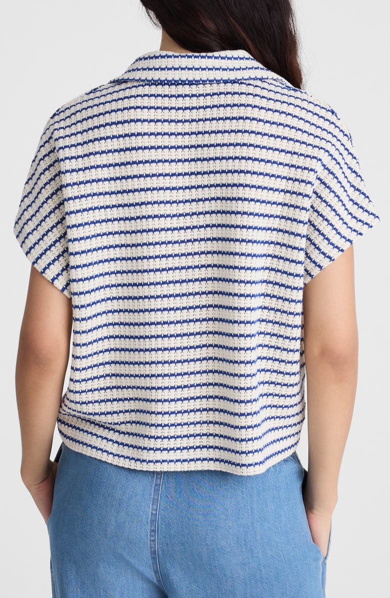 Madewell Textured Knit Johnny Collar Shirt, Alternate, color, Tuck Stitch Stripe