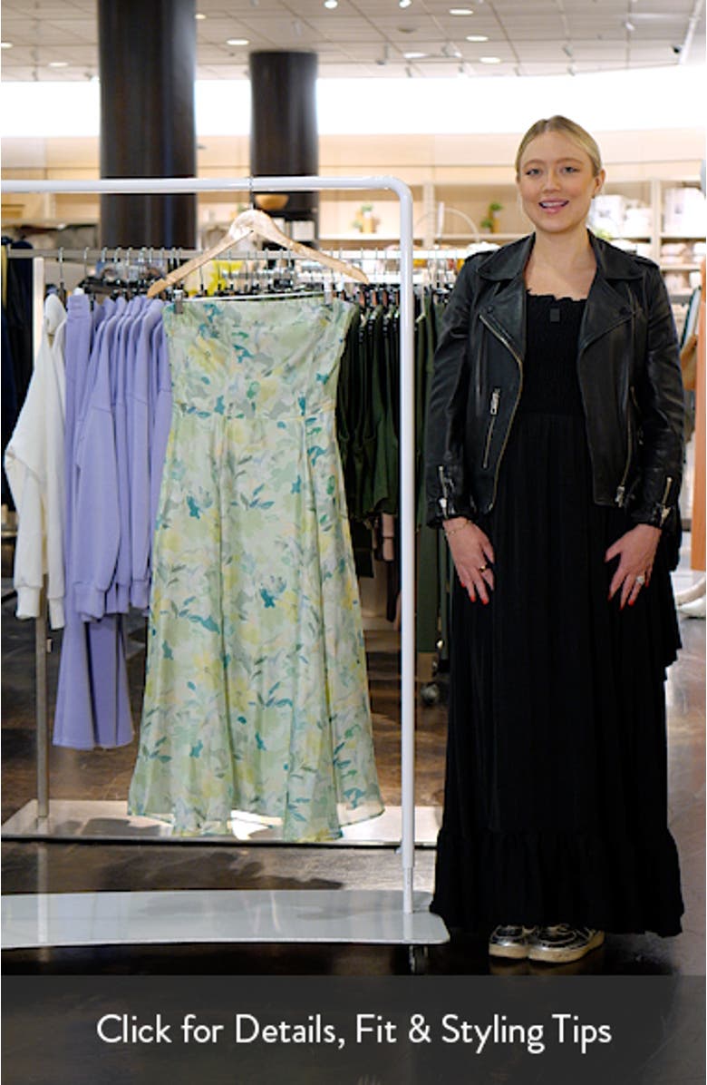 Elena Floral Print Strapless Midi Dress, sales video thumbnail