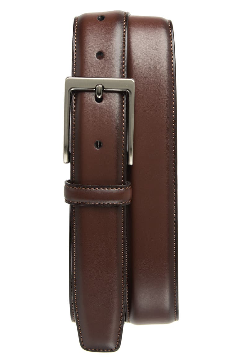 Leather Belt, Main, color, BRN