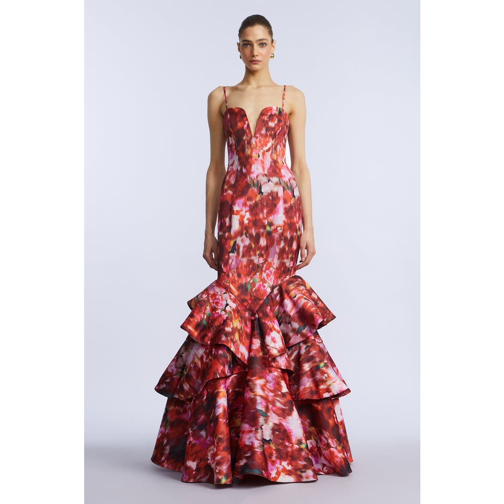 Bcbg Ruffle Ball Gown In Brown