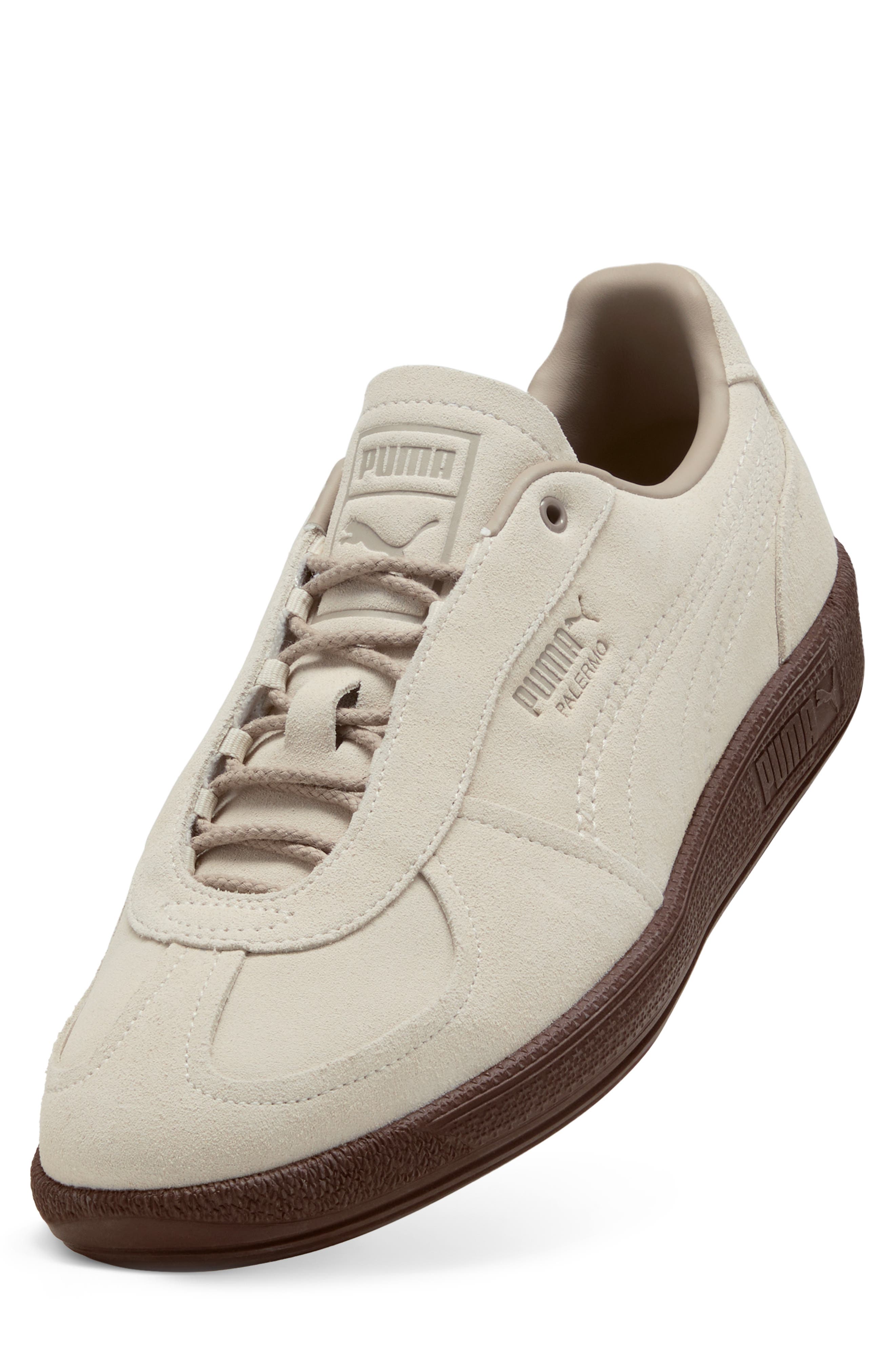 PUMA Palermo Sneaker, Main, color, Alpine Snow/ Chestnut Brown