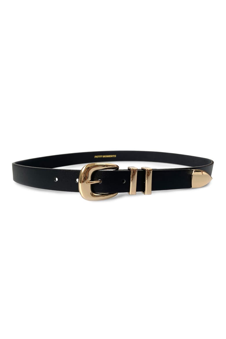 Atlas Faux Leather Belt, Main, color, BLACK/ GOLD