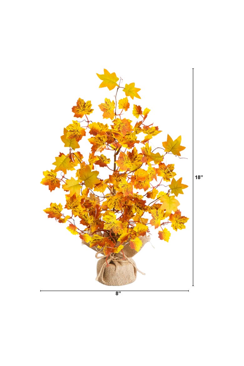 18-in Pre-Lit Autumn Maple Artificial Fall Tree with 30 LED String Lights in Burlap Wrapped Base, Alternate, color, Yellow
