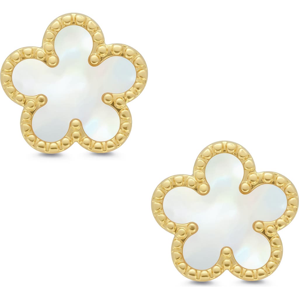 Lily Nily Kids' Mother-of-pearl Flower Stud Earrings In Gold