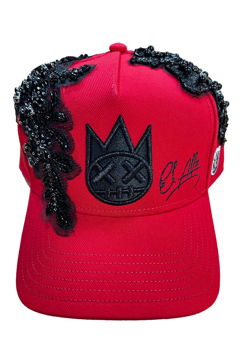 x El Alfa Embroidered Snapback Five-Panel Cap, Alternate, color, RED