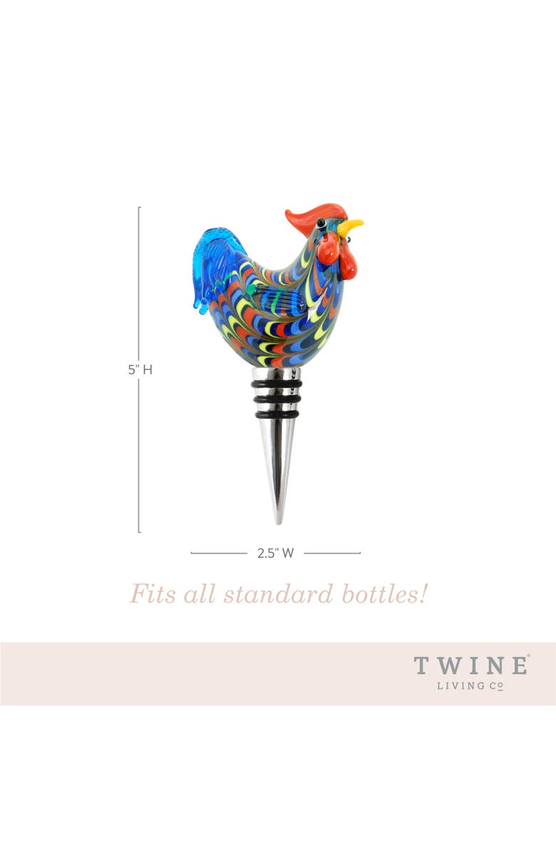 TWINE Rooster Glass Bottle Stopper, Alternate, color, Multicolor