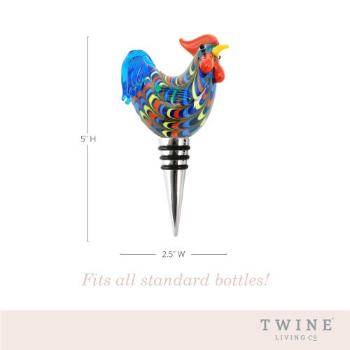 Twine Rooster Glass Bottle Stopper In Multi