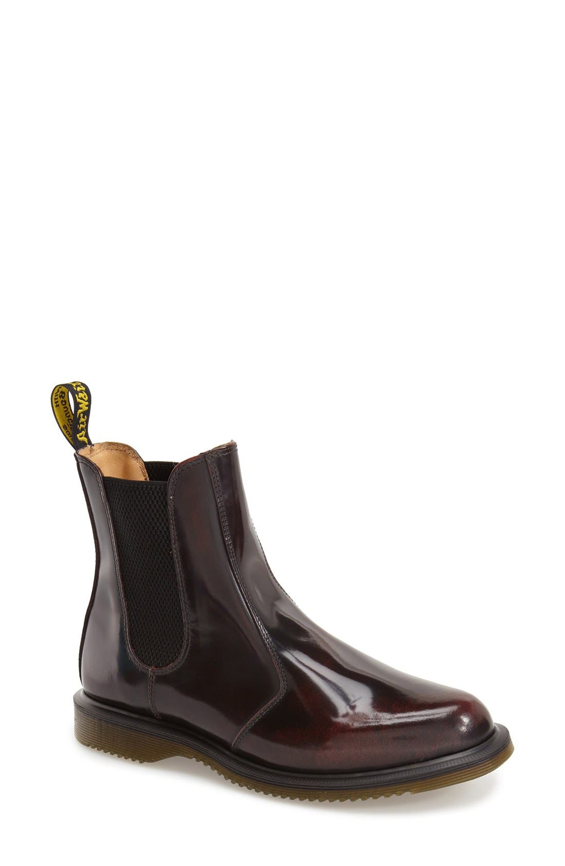 'Flora' Chelsea Boot, Main, color, CHERRY LEATHER