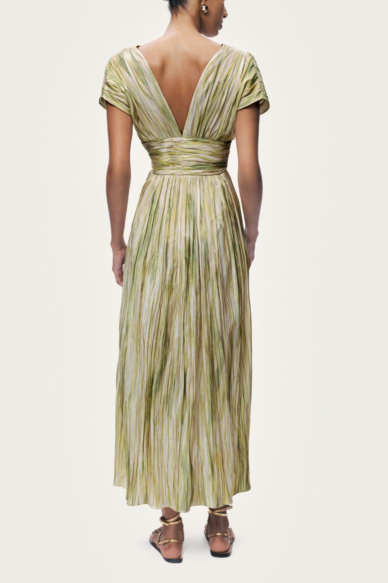 Printed V-Neck Midi Dress, Alternate, color, Multi-Colored