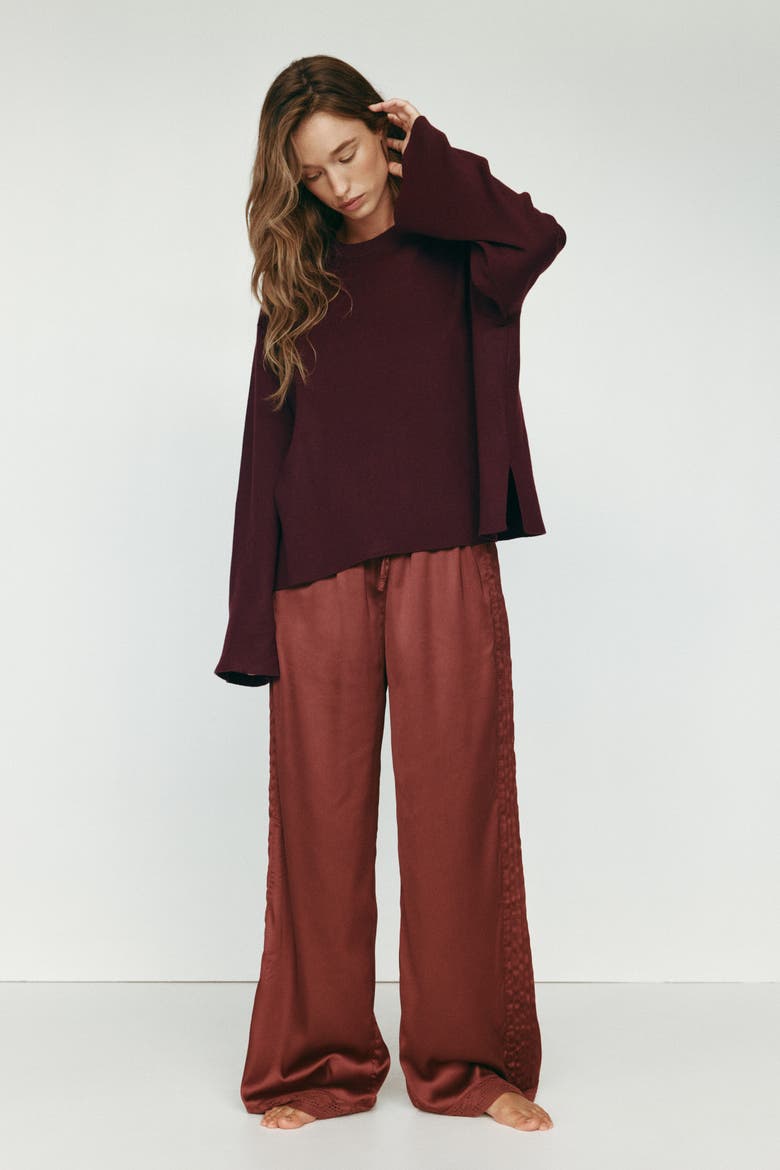Oversized Fine-Knit Sweater, Alternate, color, Burgundy