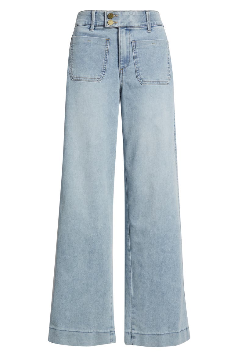 Patch Pocket High Waist Wide Leg Jeans, Alternate, color, POWDER BLUE ARTISANAL