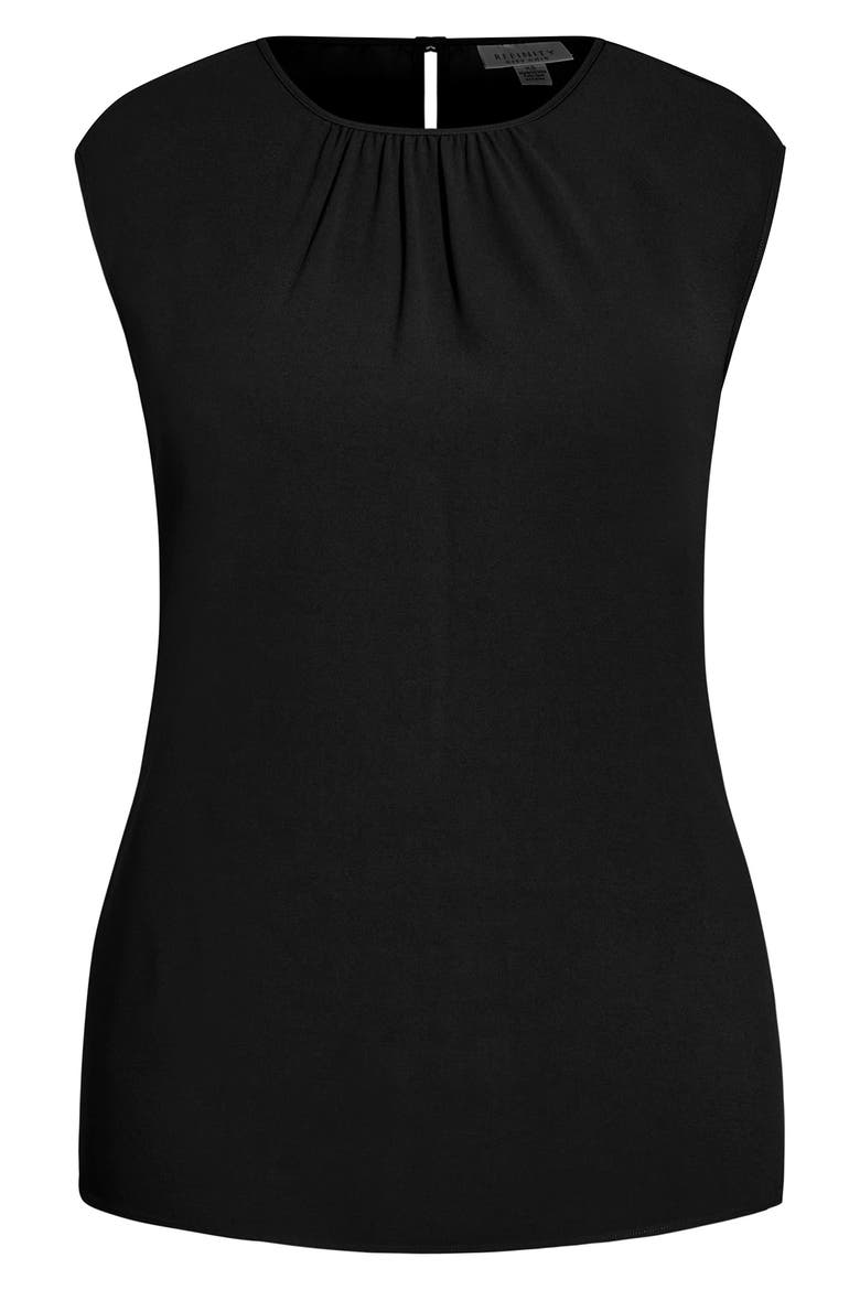 Gathered Neck Top, Alternate, color, BLACK
