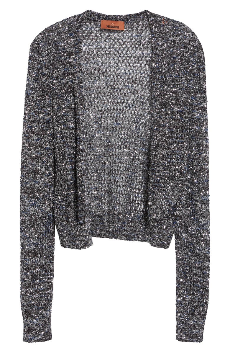 Missoni Sequin Embellished Open Knit Cardigan, Main, color, S91sq-Black Base With Blue
