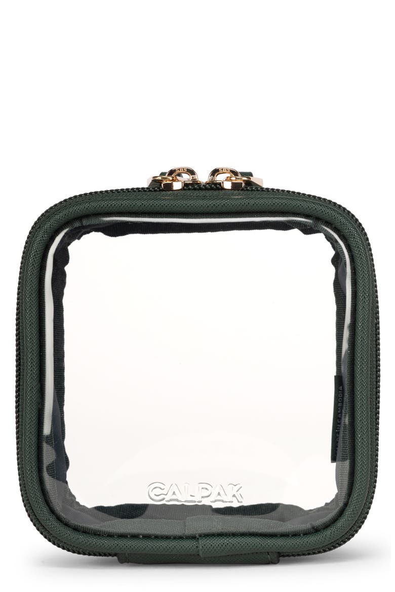 Tiny Clear Cosmetics Case, Main, color, EMERALD