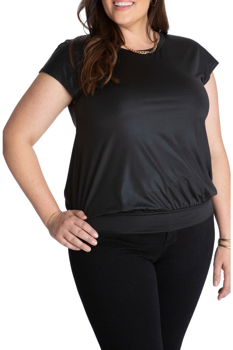 Liquid Jersey Short Sleeve Top, Main, color, BLACK SHIMMER V0950