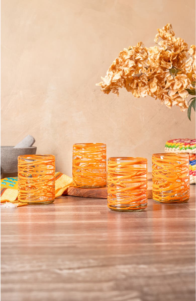Verve Culture Handblown Glasses - Set of 4, Alternate, color, Orange