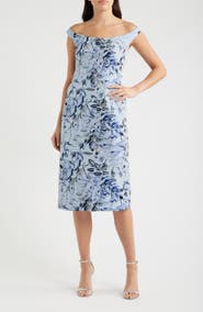 Milly Mel Floral Jacquard Off the Shoulder Dress
