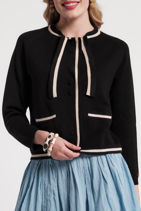 Border Tie Neck Cardigan