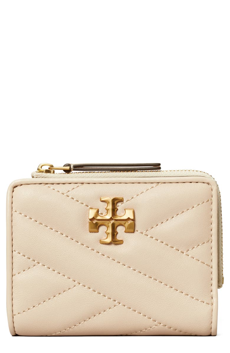Tory Burch Kira Chevron Quilted Leather Bifold Wallet, Main, color, New Cream