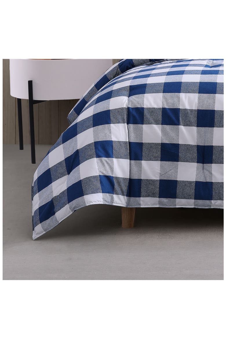 Bison Plaid Comforter & Sham Set, Alternate, color, NAVY