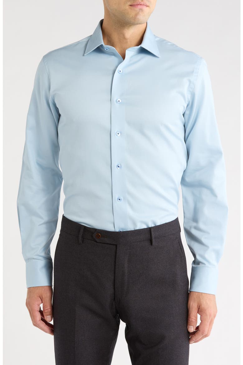 Trim Fit Solid Dress Shirt, Main, color, BLUE TOPAZ