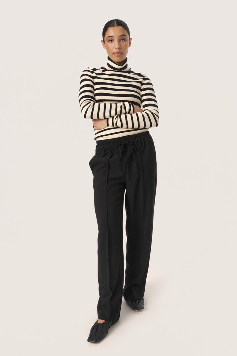 SLSpina Slim Fit Rollneck Pullover, Alternate, color, Black and White Stripe