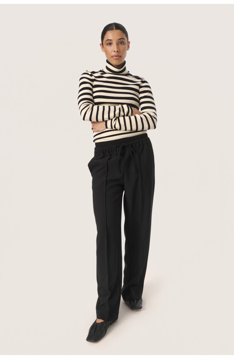 Soaked in Luxury SLSpina Slim Fit Rollneck Pullover, Alternate, color, Black And White Stripe