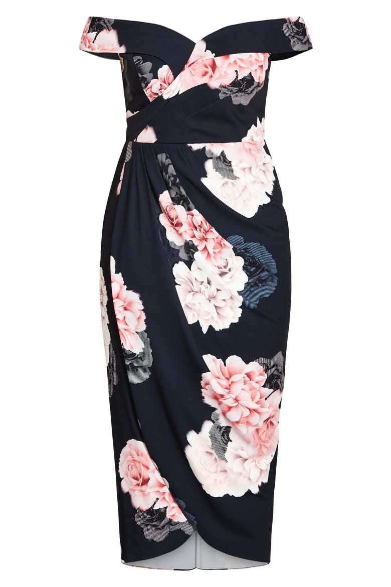 French Off the Shoulder Dress, Alternate, color, FRENCH FLORAL