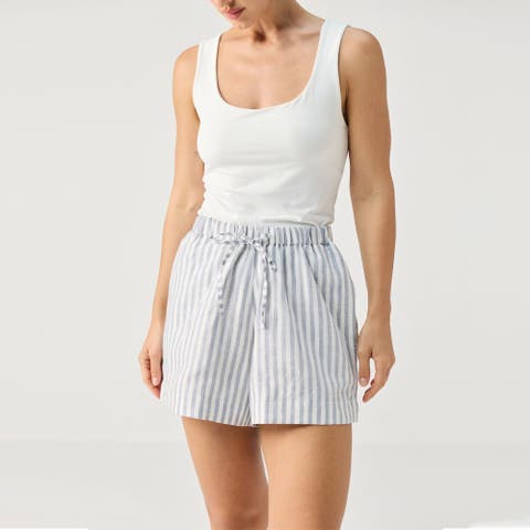 Relaxed Fit Striped Linen Shorts