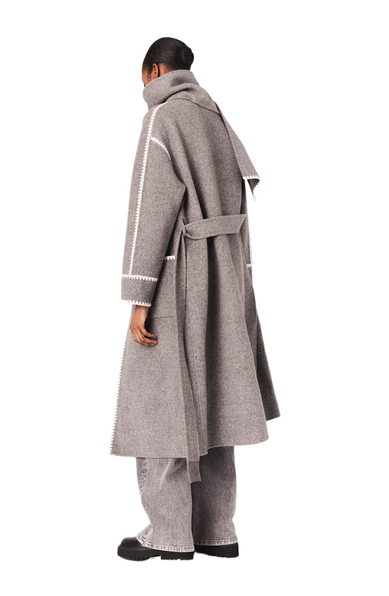 maje Long double-faced coat, Alternate, color, Grey/White
