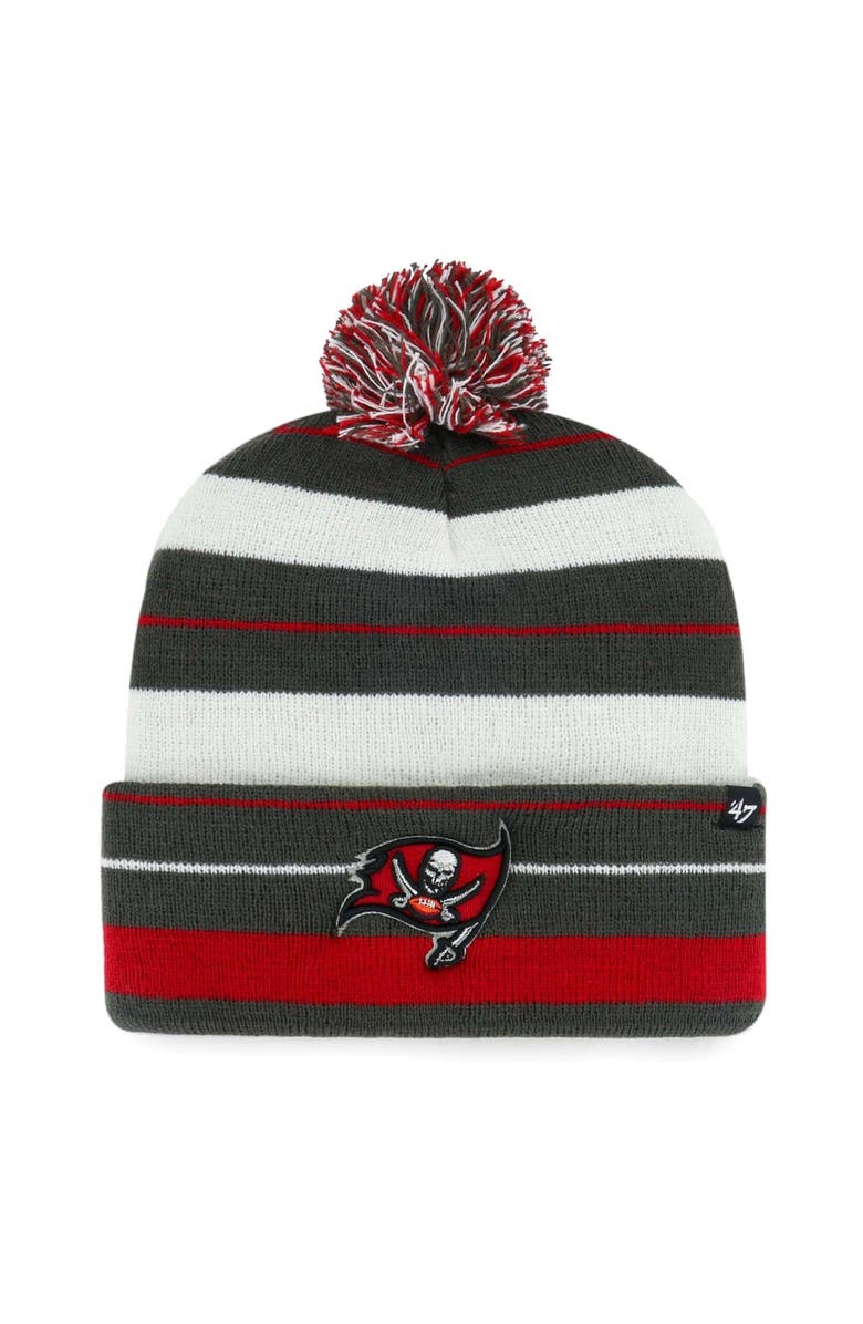 '47 Men's '47 Pewter Tampa Bay Buccaneers Powerline Cuffed Knit Hat with Pom, Main, color, Pewter
