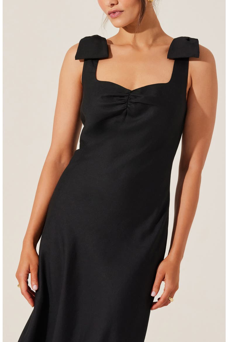 Kateleya Bow Strap Dress, Alternate, color, BLACK