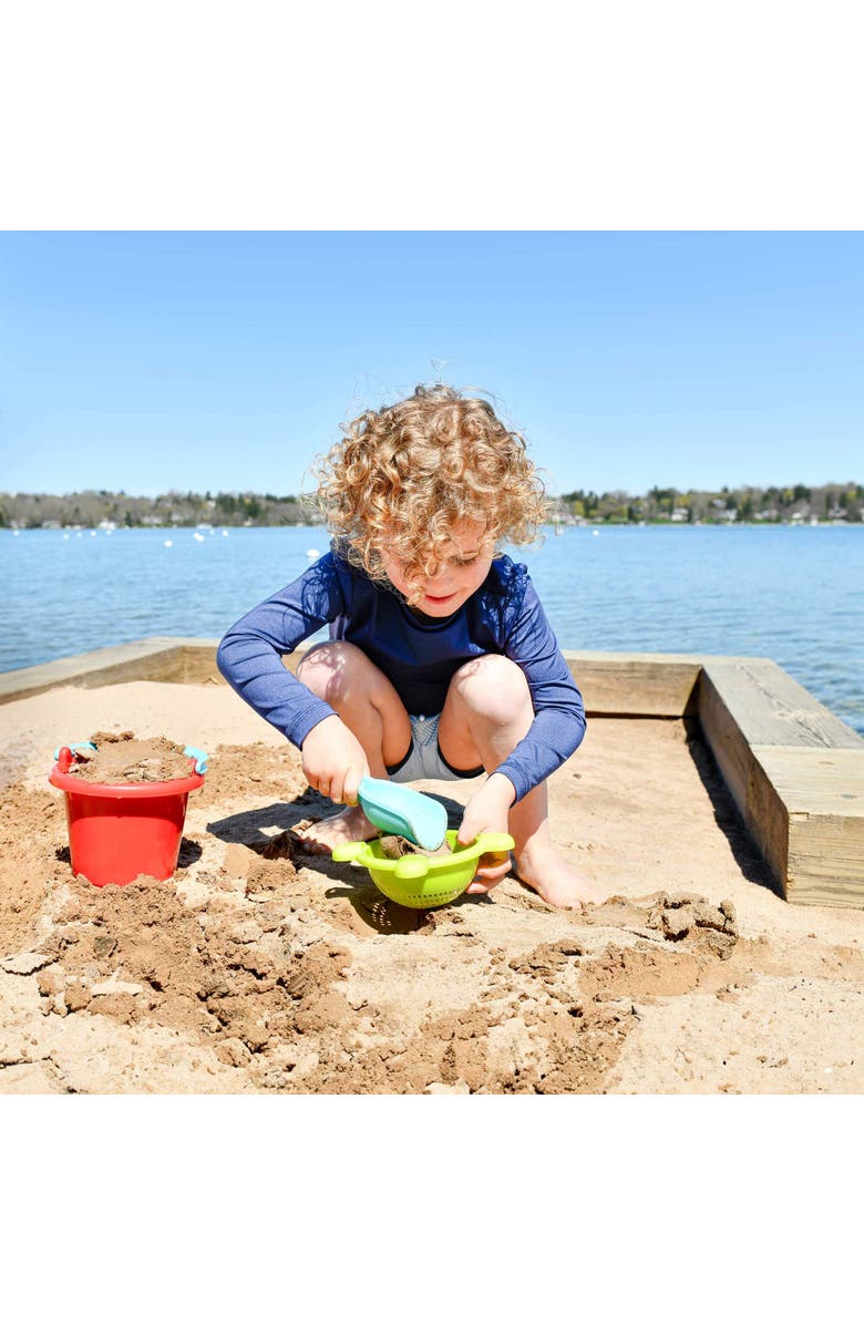 HABA Sand Toys Basic Set - 5 Piece Bundle with Plastic Pail, Sieve, Mold, Scoop and Sifting Shovel Sized just for Toddlers Ages 18 Months +, Alternate, color, Multi