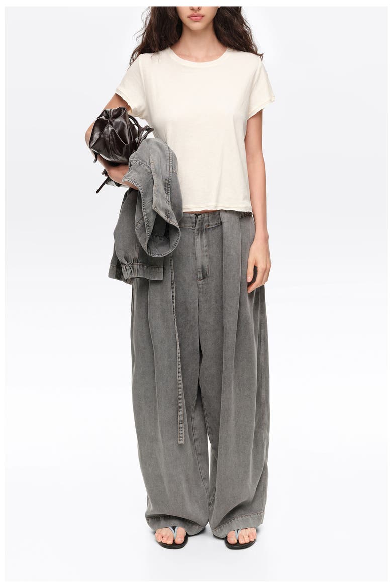 Wide Leg Fluid Denim Trousers, Alternate, color, WASHED GREY