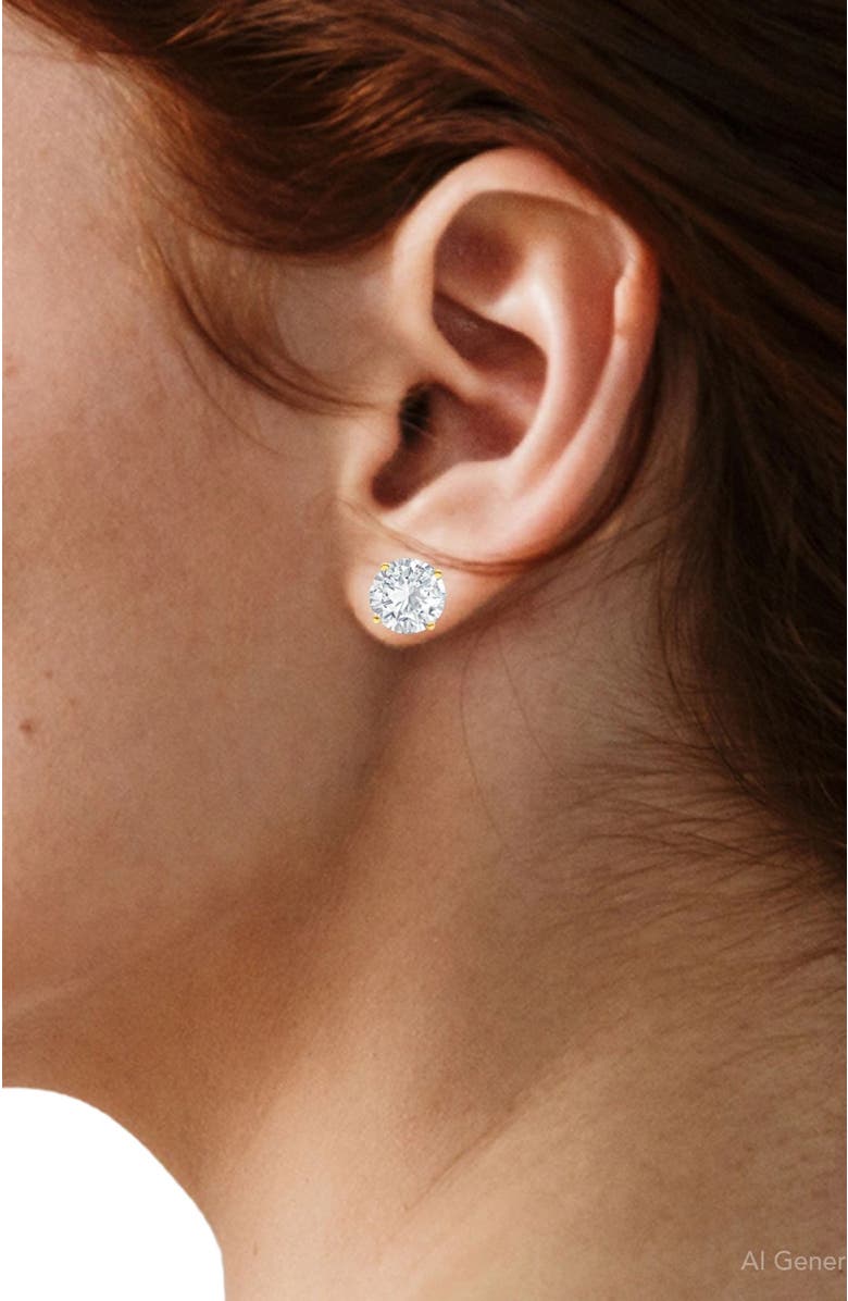 Bliss Diamond Certified 6.00CT Round Diamond Studs 14k Gold Lab Grown Earrings, Alternate, color, 14K Yellow Gold