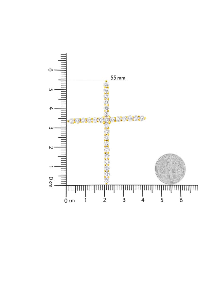 10K Yellow Gold Plated Silver 3.0 Cttw Diamond Cross 18" Pendant Necklace, Alternate, color, Yellow