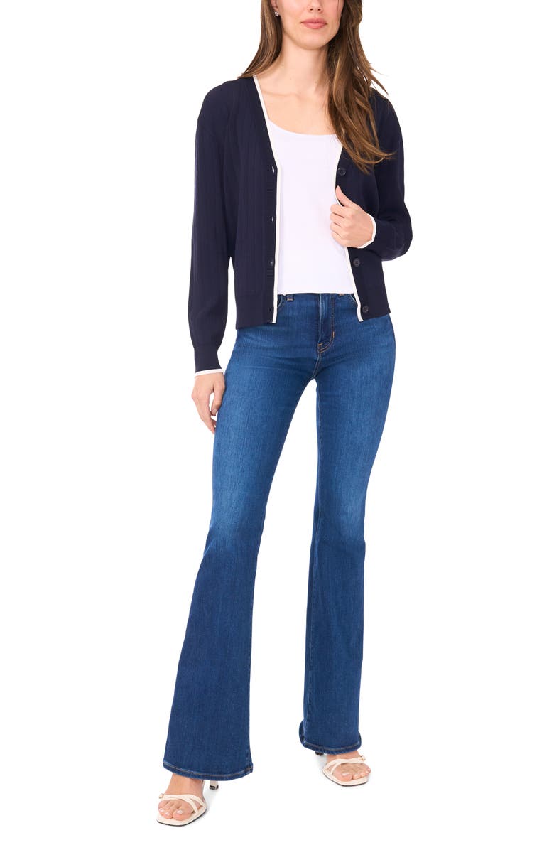 Halogen<sup>®</sup> Tipped V-Neck Cardigan, Alternate, color, Navy Depths