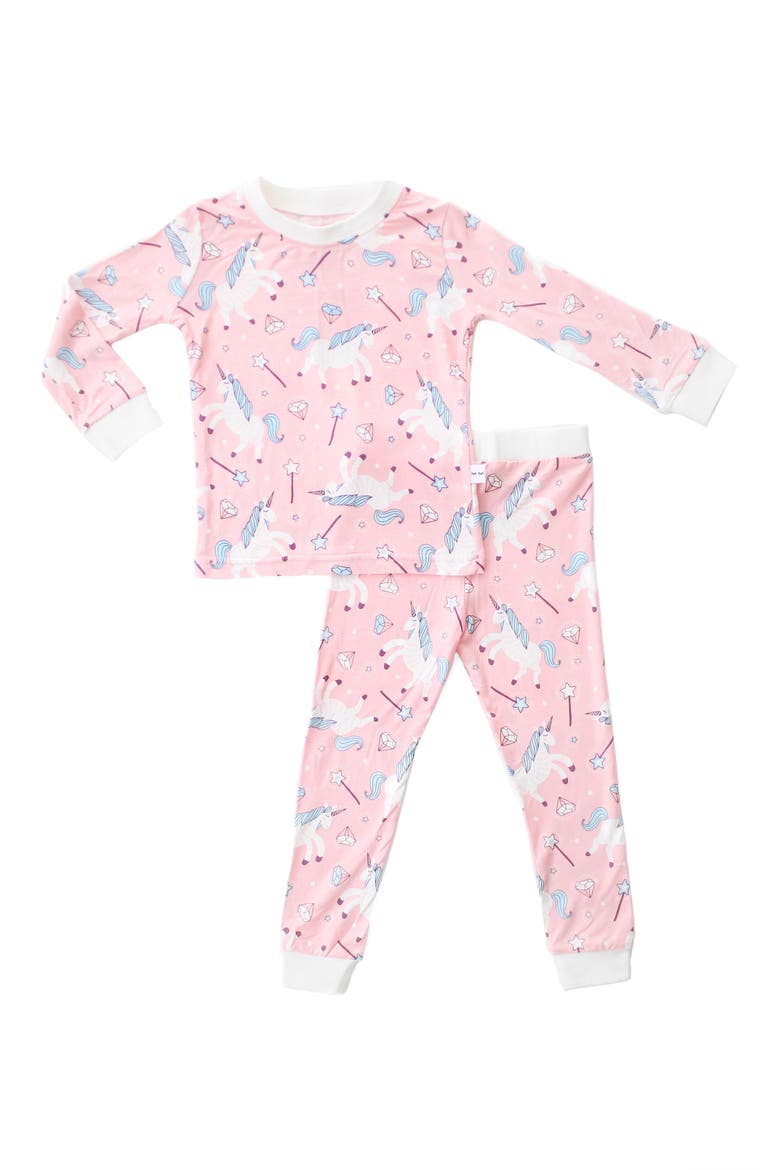 Unicorn Fitted Viscose Two-Piece Pajamas, Main, color, MULTI