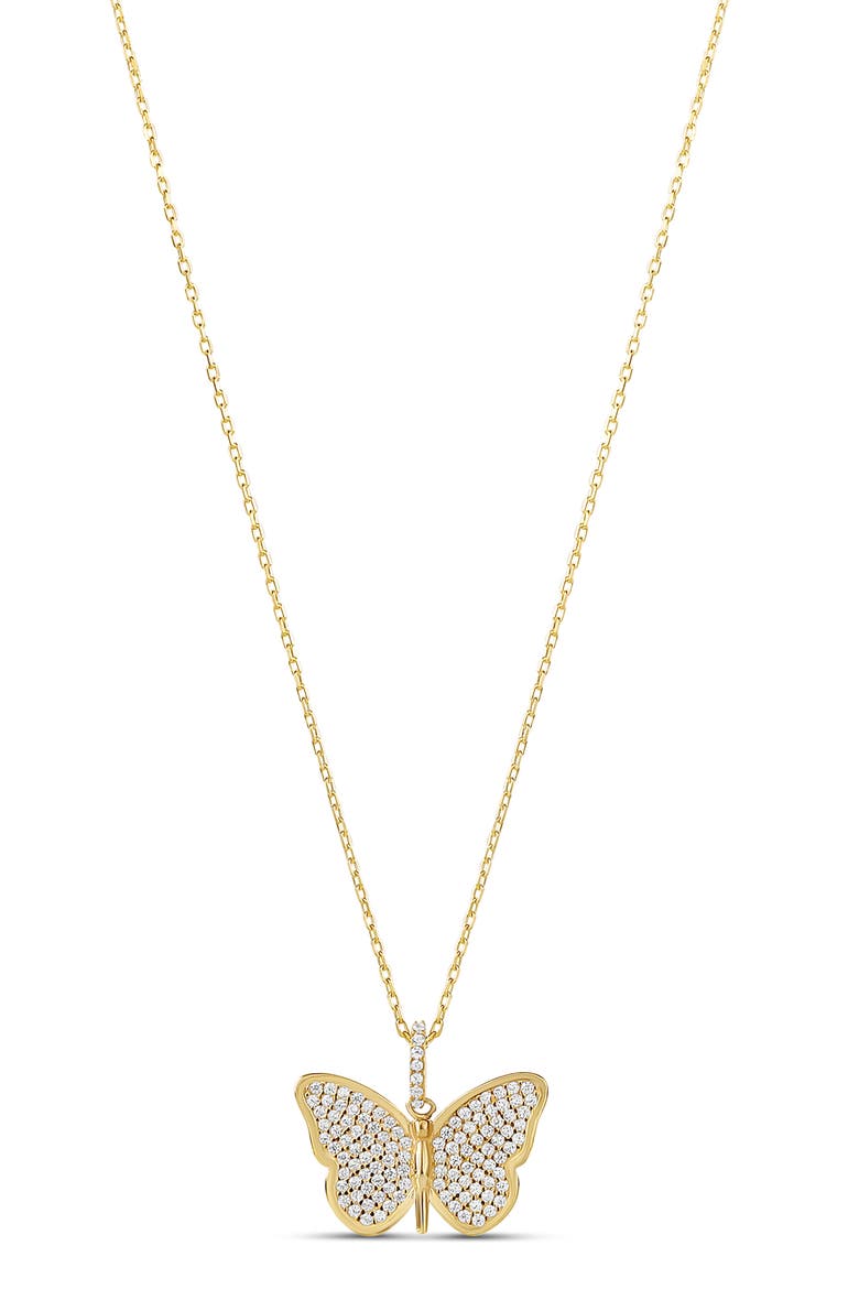 Pavé Butterfly Pendant Necklace, Main, color, GOLD/ WHITE