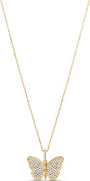 SHYMI Pavé Butterfly Pendant Necklace