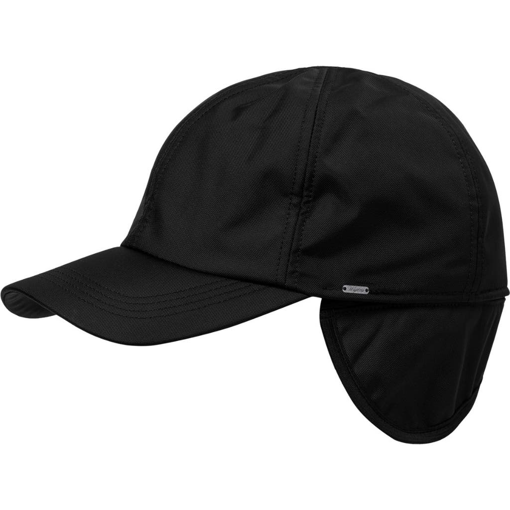 Wigens Water Repellent Sport Baseball Cap With Ear Flaps And Lining In Black