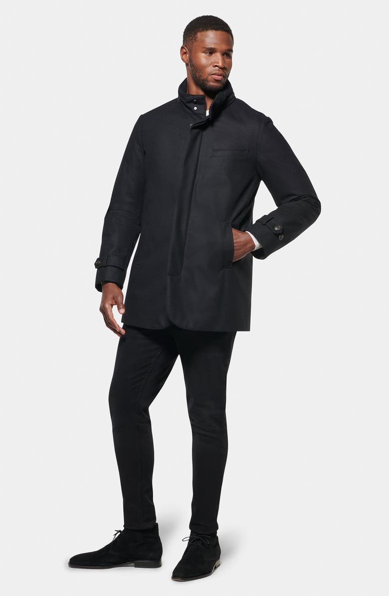 Norwegian Wool Slim Waterproof 750 Fill Power Down Car Coat, Alternate, color, Black