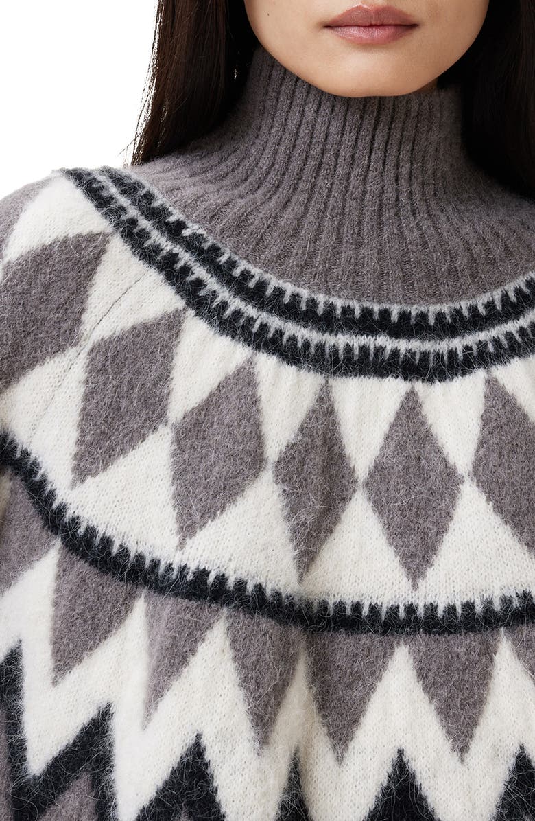 AllSaints Tara Fair Isle Alpaca & Wool Blend Turtleneck Sweater, Alternate, color,