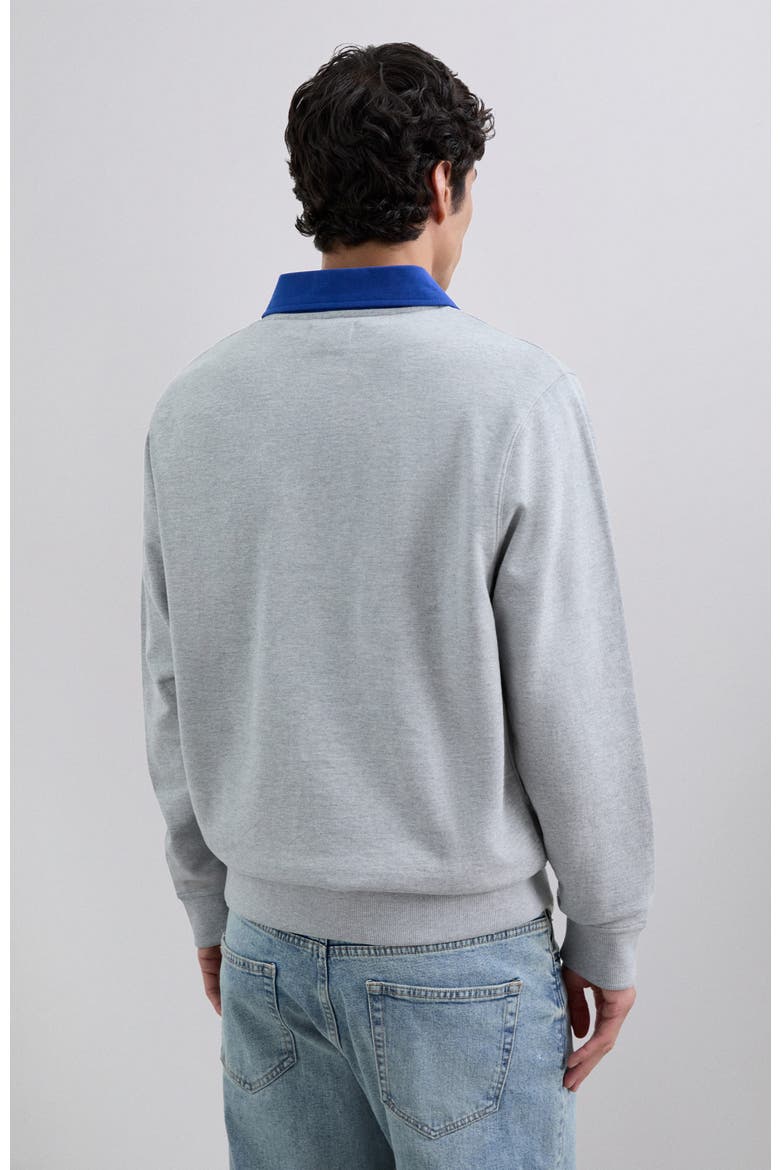 Contrastpolo Sweater, Alternate, color, Greymelange