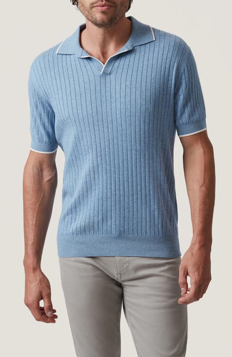 Rib Short Sleeve Polo Sweater
