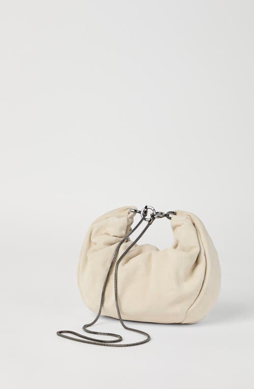 Shop Brunello Cucinelli Suede Brioche Hobo Bag In Ivory