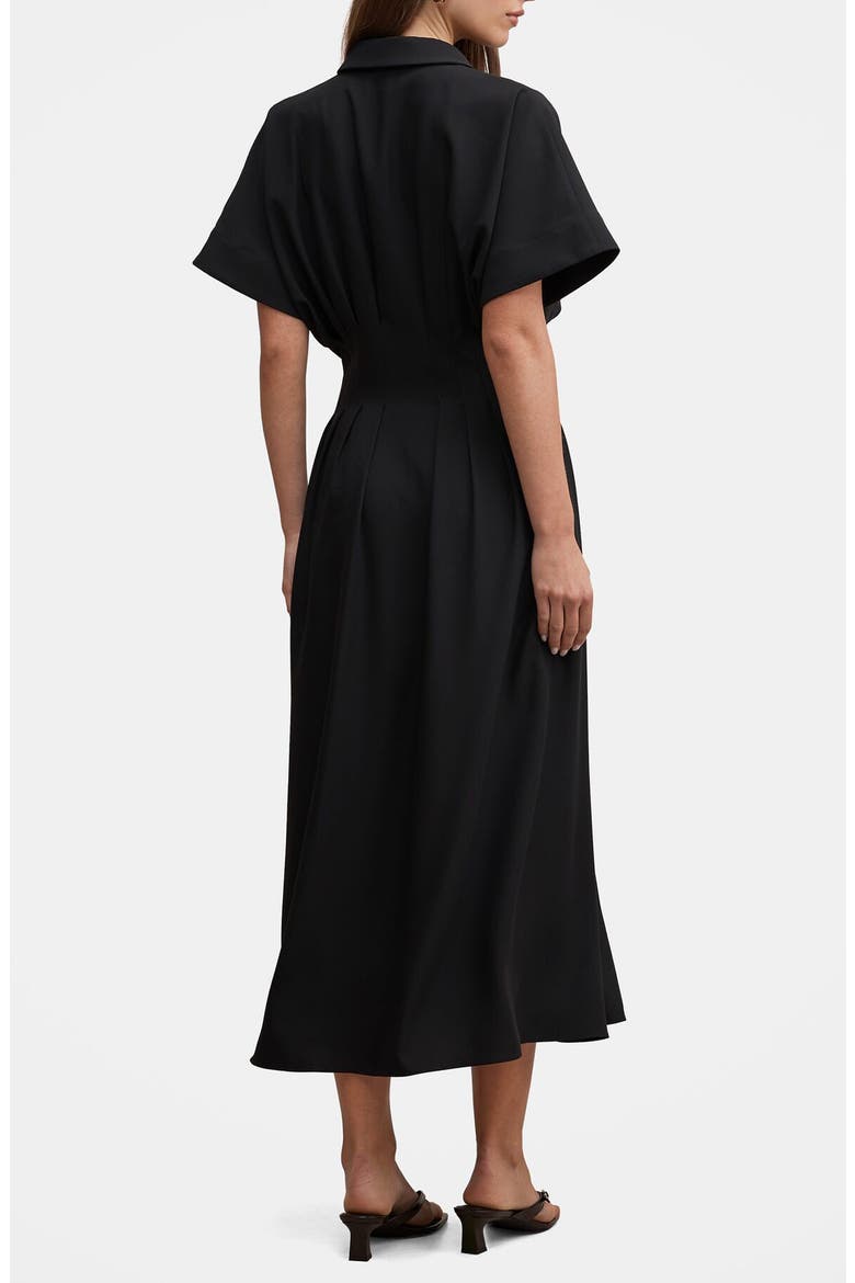Luciana Darted Midi Shirtdress, Alternate, color, BLACK